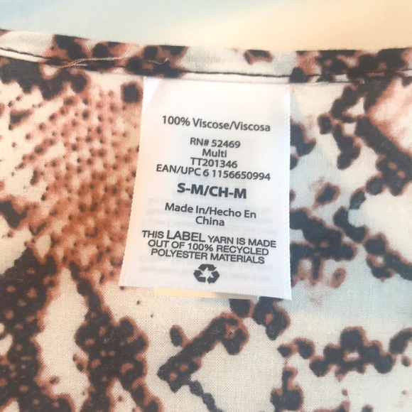 100% Viscose Snake Print Kimono Cover Up Size Small-Medium - Picture 4 of 7